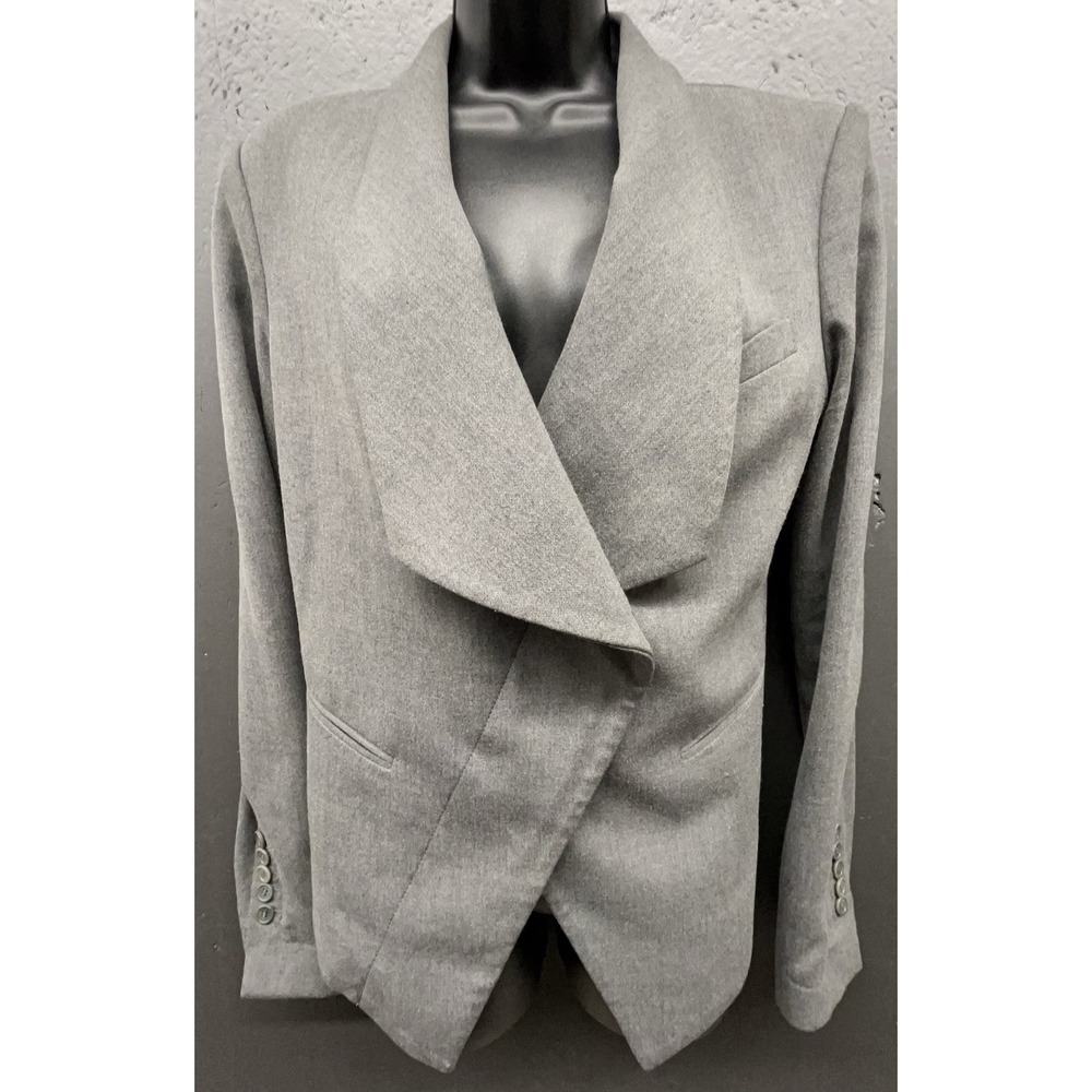 BCBG Maxazria Jacket‎ Blazer M Gray Oversized Lapel Lined Casual Career Chic